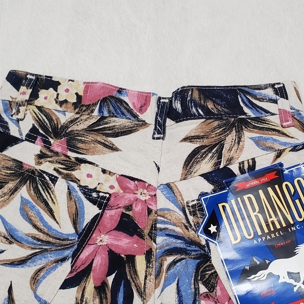 Deadstock Vintage 90s Durango Floral High Rise Cuffed Knit Denim Shorts NWT - Picture 12 of 16